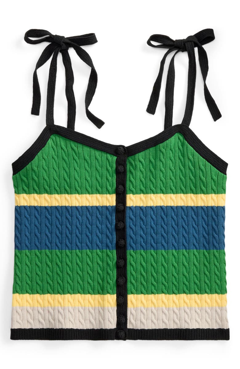 Polo Ralph Lauren Stripe Cotton Blend Cable Sweater Camisole, Alternate, color, Polo Black Multi