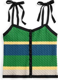 Polo Ralph Lauren Stripe Cotton Blend Cable Sweater Camisole