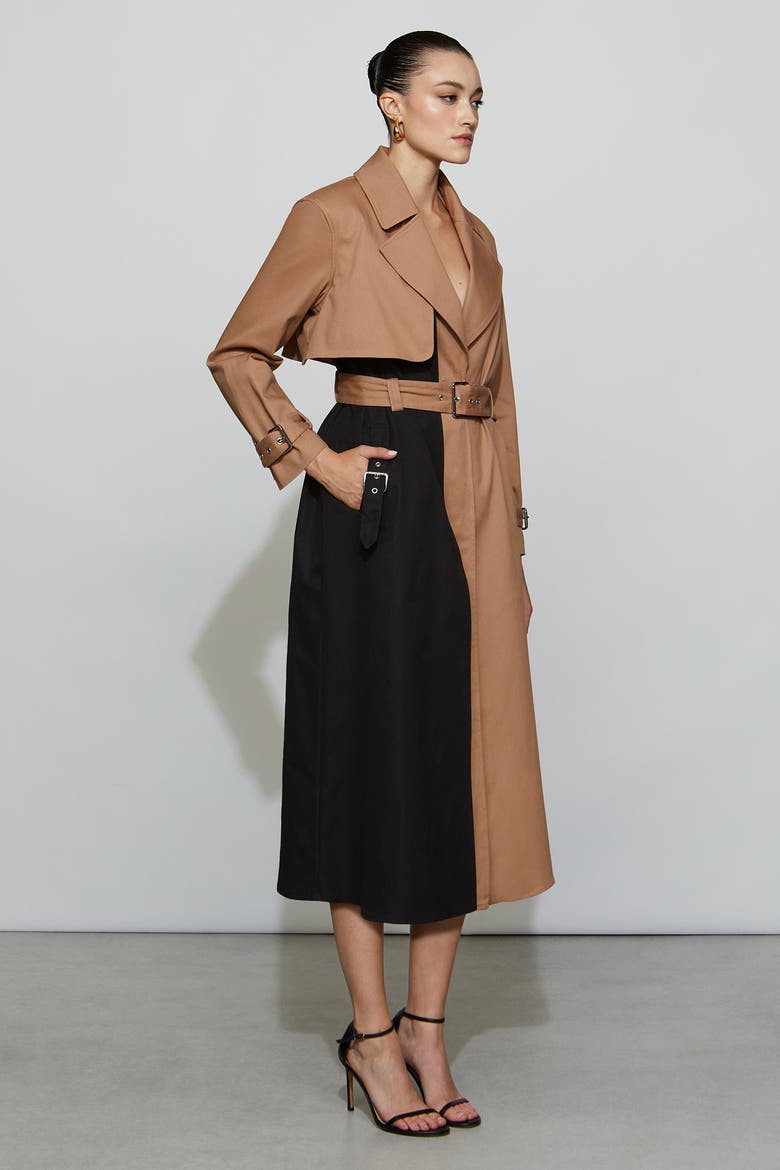 Ryder Trench Coat, Alternate, color, Camel/Black