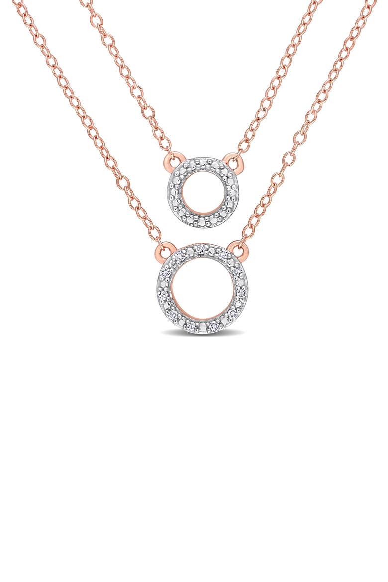 Diamond Circle Layered Necklace - 0.04ct., Main, color, ROSE GOLD