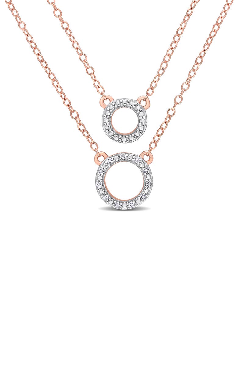 DELMAR Diamond Circle Layered Necklace - 0.04ct., Main, color, Rose Gold