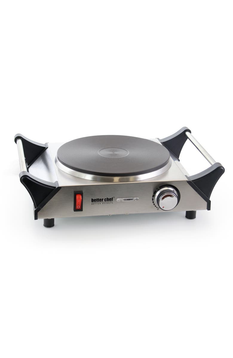 Better Chef Portable Stainless Steel Solid Element Single Electric Burner, Main, color, Silver
