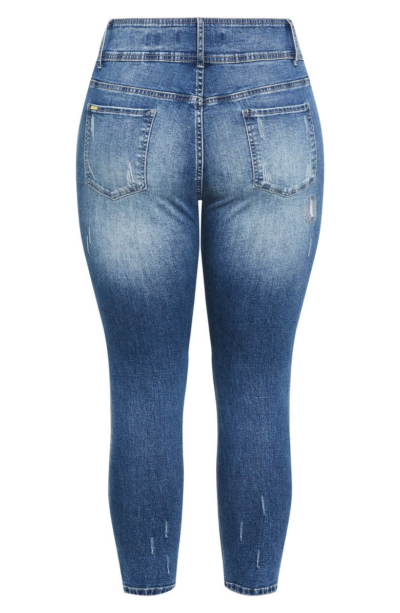 City Chic Patched Apple Skinny Jeans, Alternate, color, Denim Mid