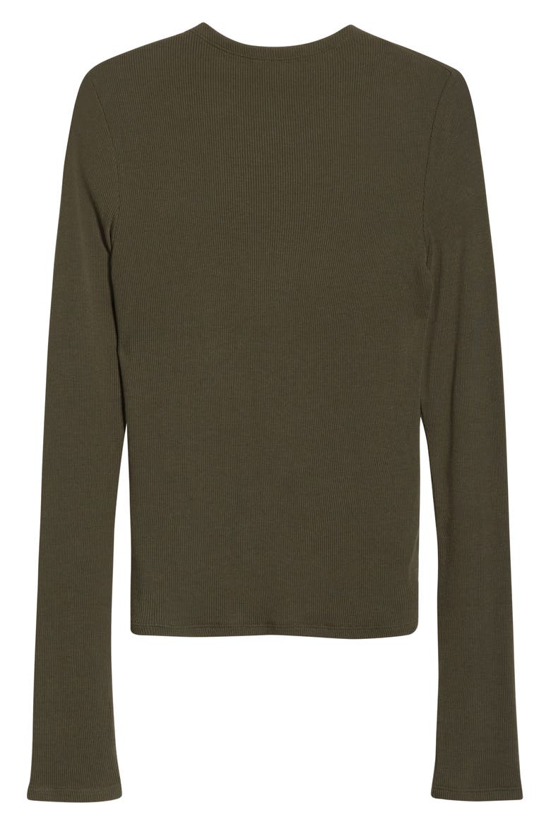 Henrietta Long Sleeve Rib Top, Alternate, color, DARK ARMY