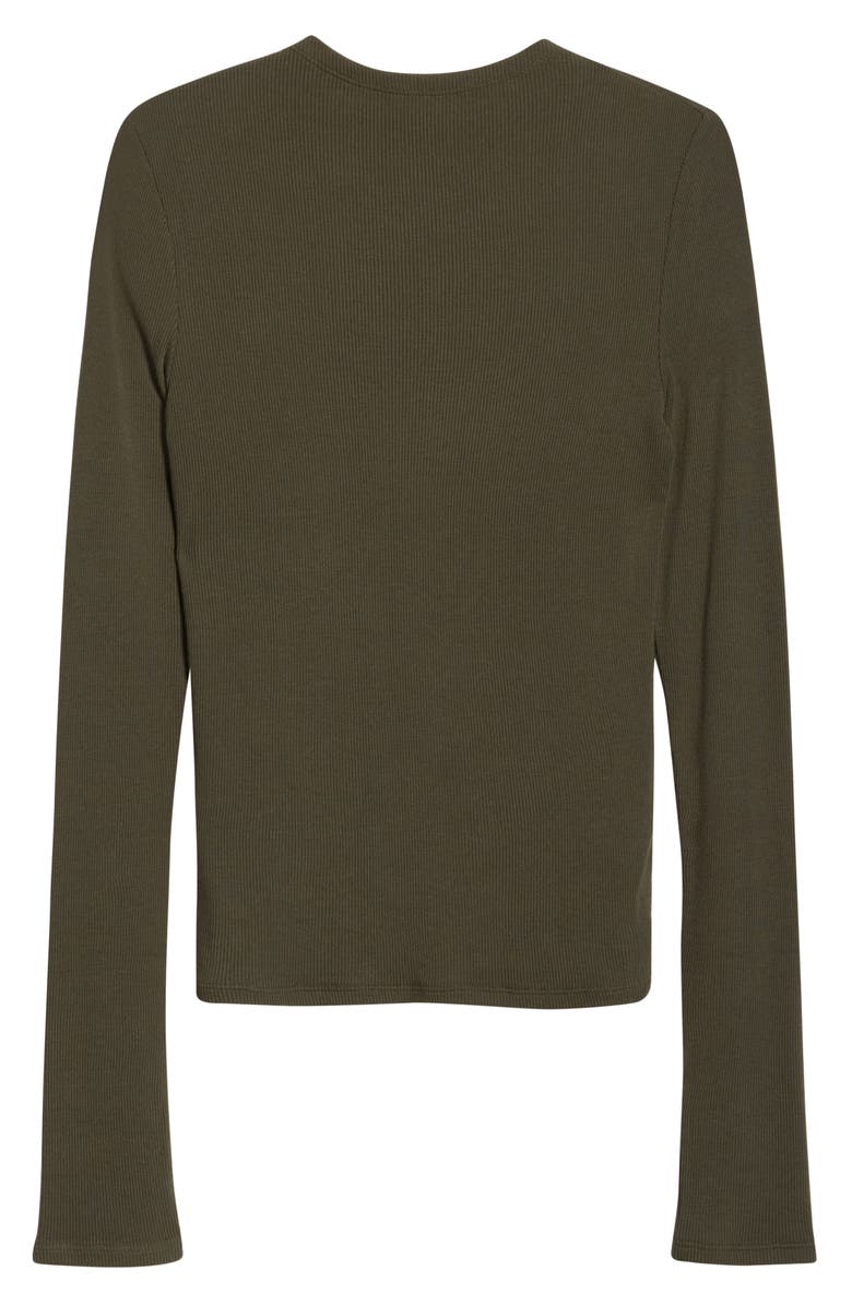 PAIGE Henrietta Long Sleeve Rib Top, Alternate, color, Dark Army