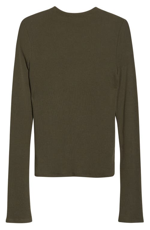 Paige Henrietta Long Sleeve Rib Top In Green