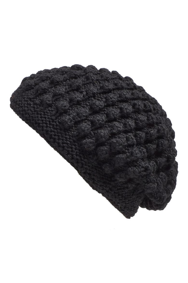'Popcorn' Knit Slouch Beanie, Main, color, BLACK