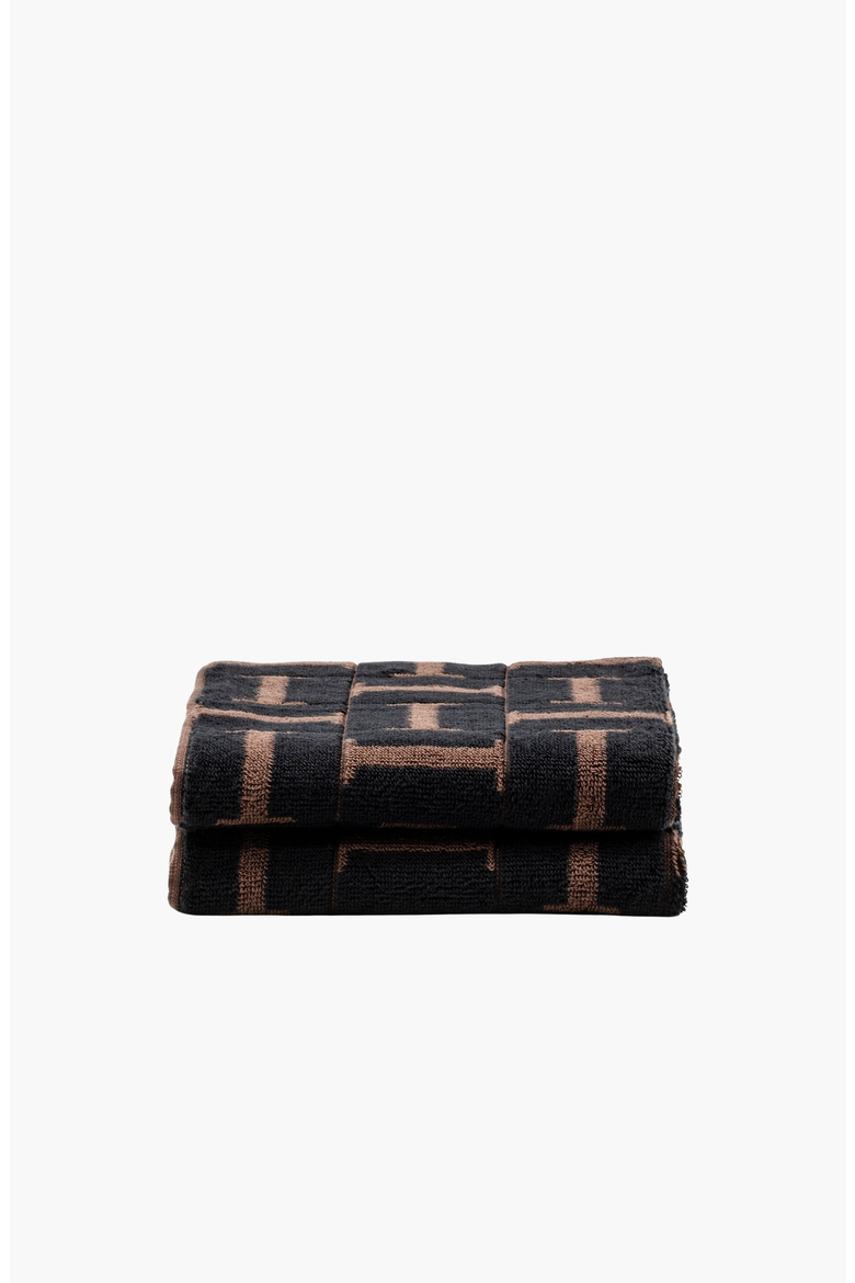 Tessera Australian Cotton Hand Towels, Main, color, Tobacco & Black
