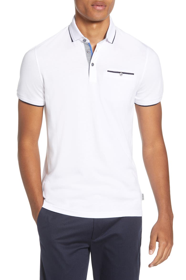 Derry Slim Fit Polo, Main, color, WHITE