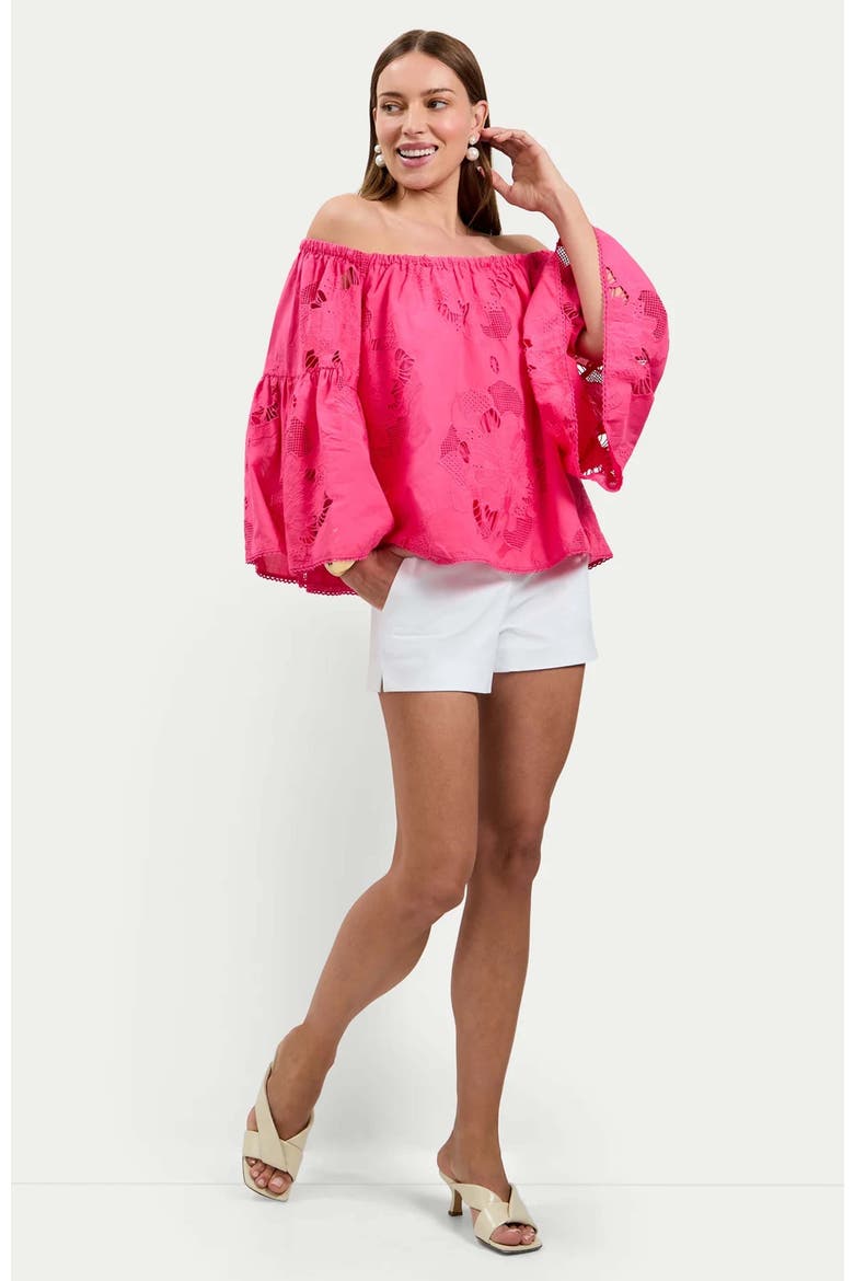 Perry Off-Shoulder Eyelet Cotton Top, Alternate, color, Magenta Milano