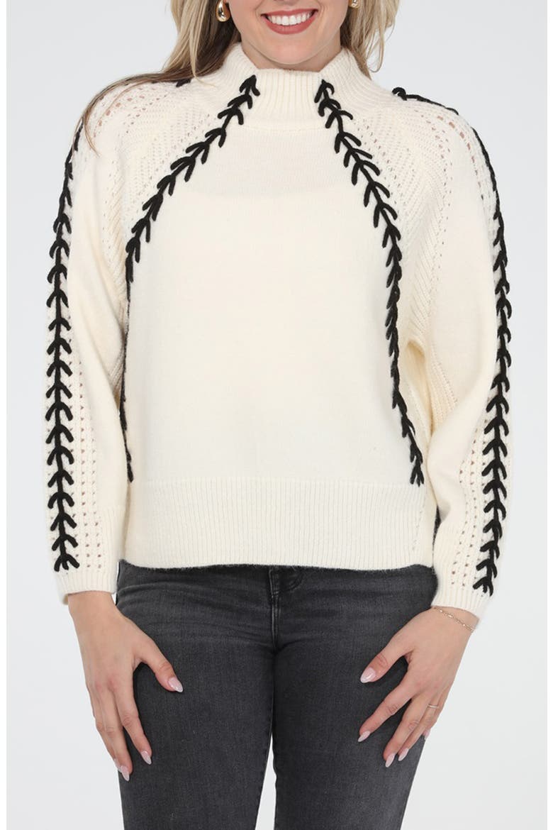 Whipstitch Mock Neck Sweater, Main, color, IVORY