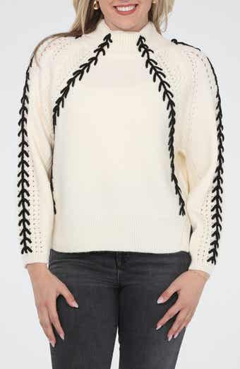 Whipstitch Mock Neck Sweater