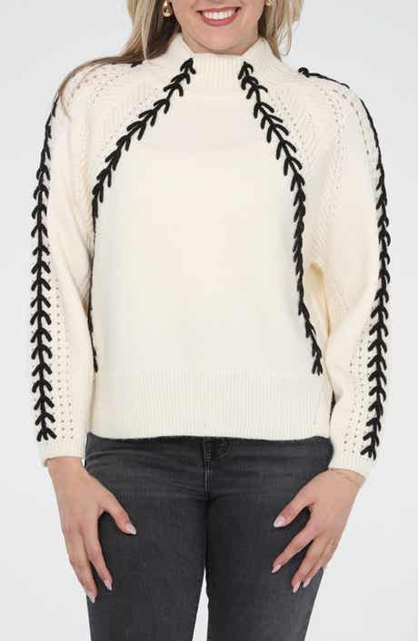 Whipstitch Mock Neck Sweater