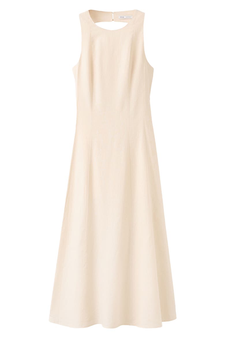 Back Cutout Linen Blend A-Line Dress, Alternate, color, ECRU