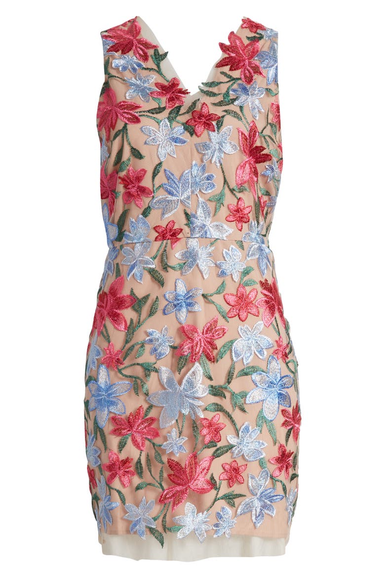 Embroidered Floral Minidress, Alternate, color, PNK/ BLUE