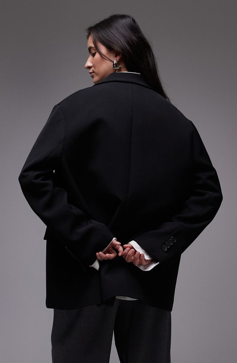 Topshop Oversize Grandad Blazer, Alternate, color, Black