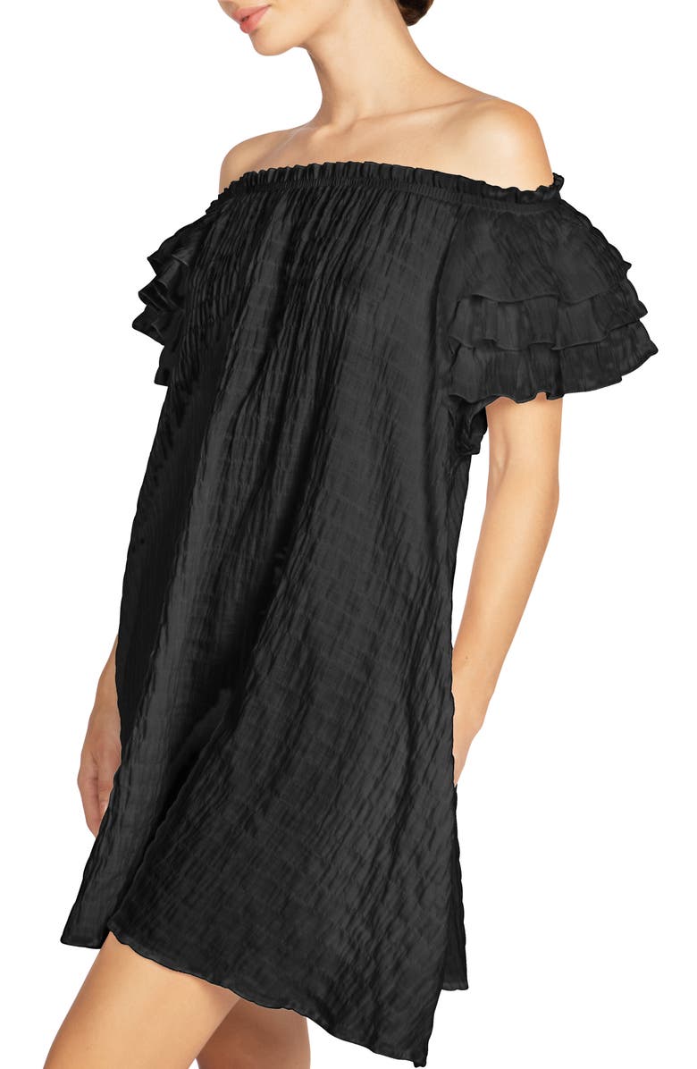 Robin Piccone Fiona Ruffle Off the Shoulder Cover-Up Dress, Alternate, color,