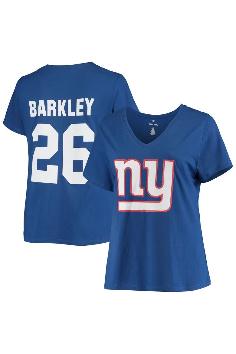 Women's Fanatics Branded Saquon Barkley Royal New York Giants Plus Size Name & Number V-Neck T-Shirt, Main, color, Royal
