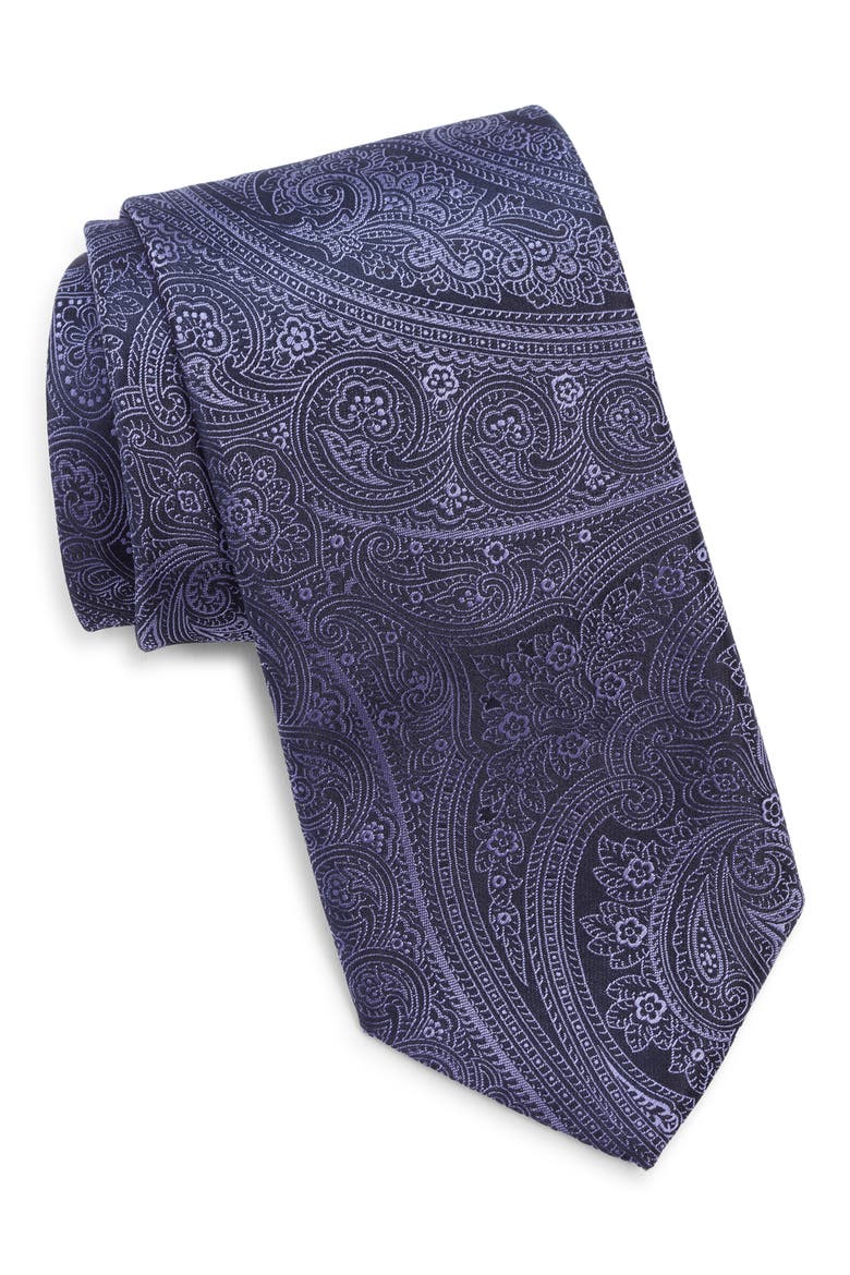 Paisley Silk Tie, Main, color, PURPLE