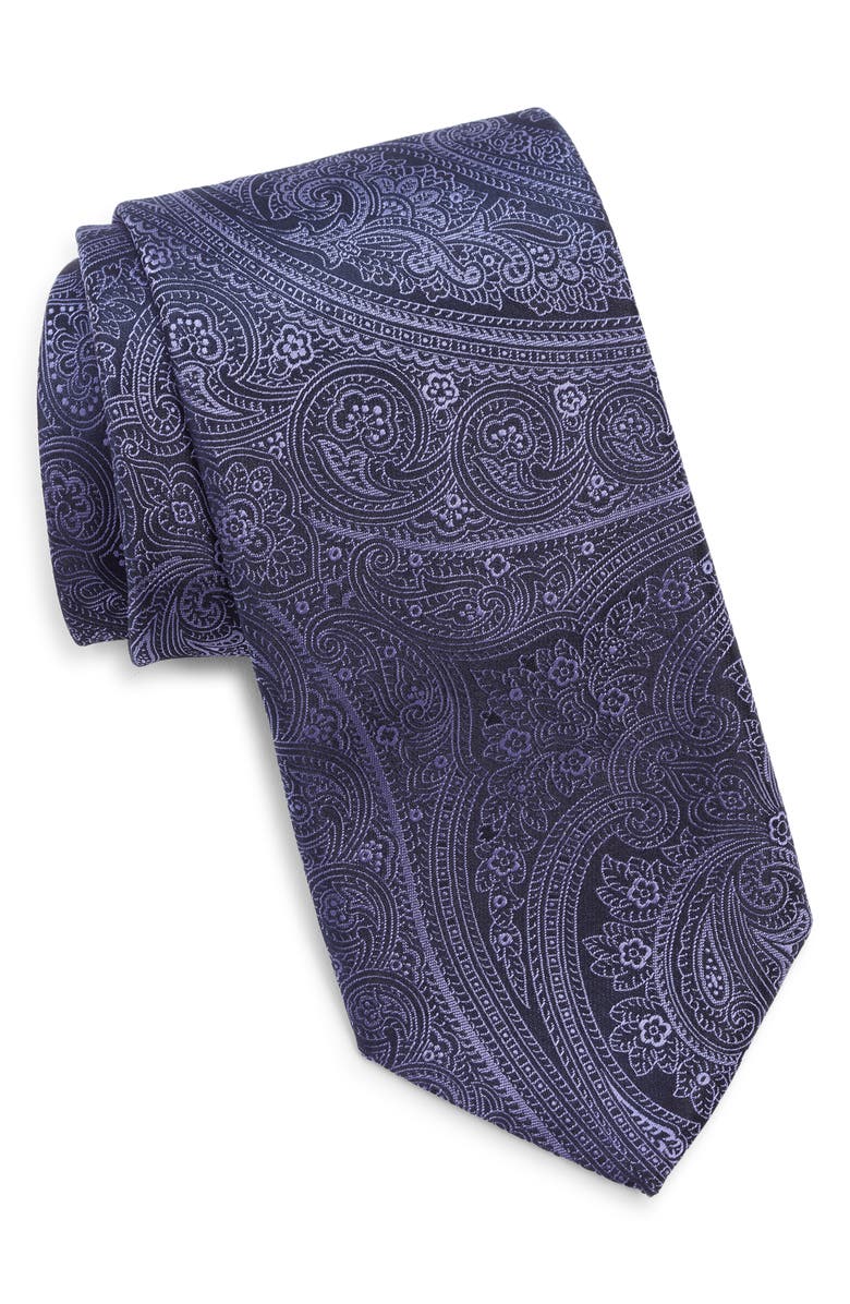 Canali Paisley Silk Tie, Main, color, Purple