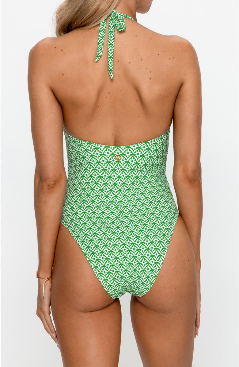 PS By Cupshe Emerald Geo Halter One-Piece Swimsuit, Alternate, color, Green