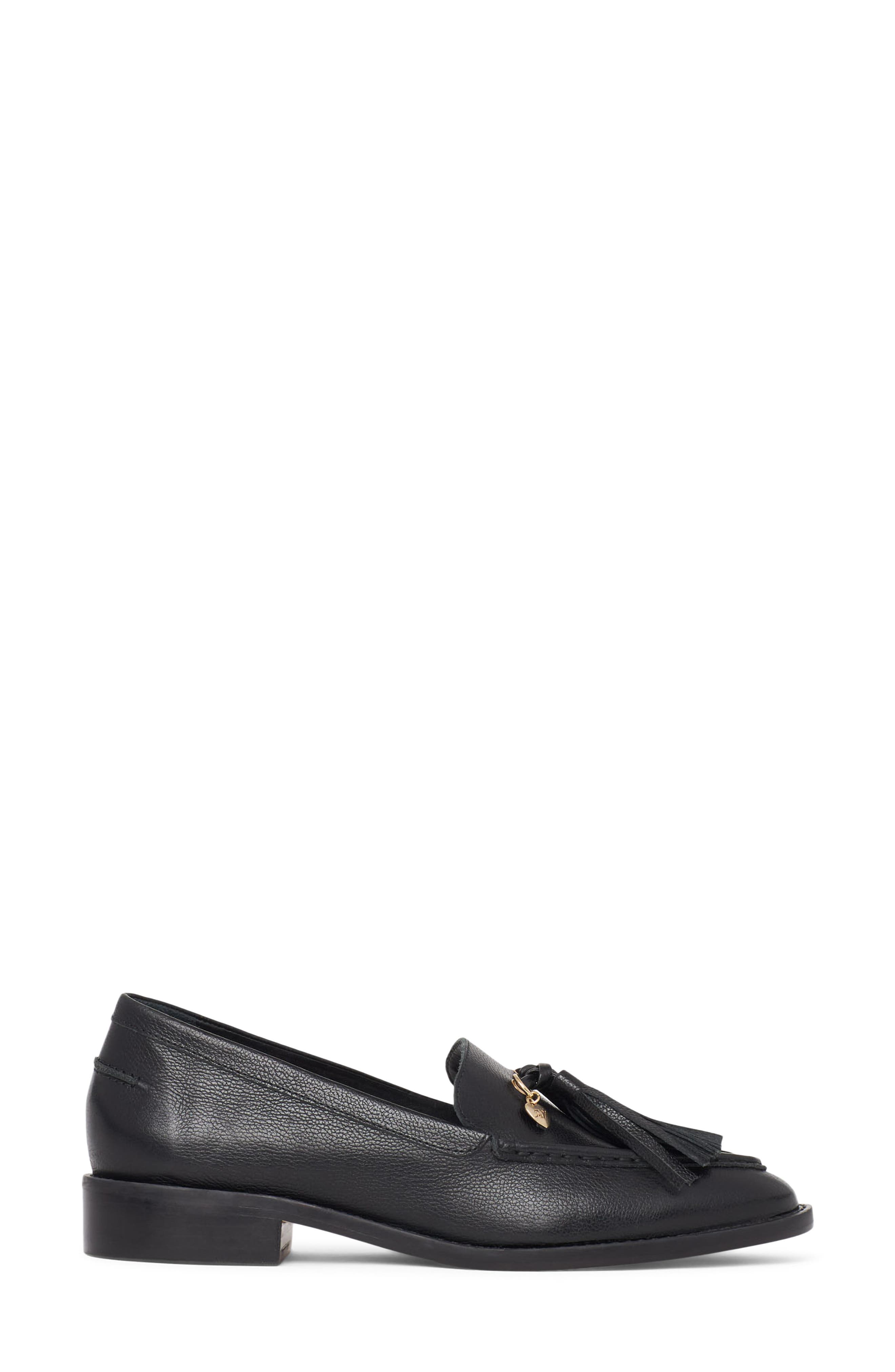 Cinq à Sept Remi Tassel Leather Loafer, Alternate, color, Black