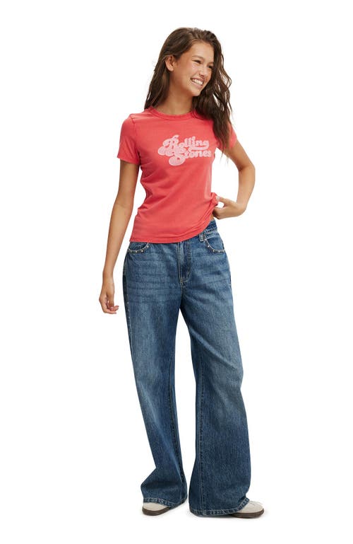 Cotton On Fitted Lcn Graphic Longline Tee In Rolling Stones Retro Logo