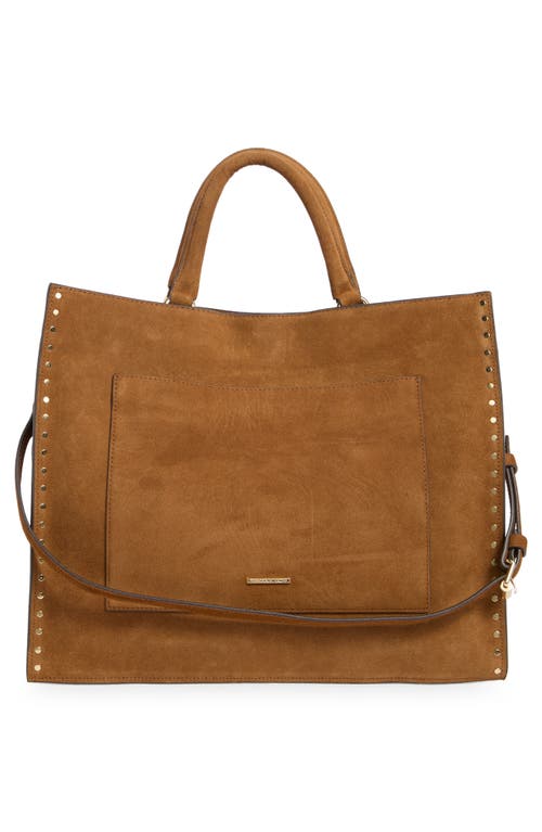 Rebecca Minkoff Darren Stud Suede Tote Bag In Brown