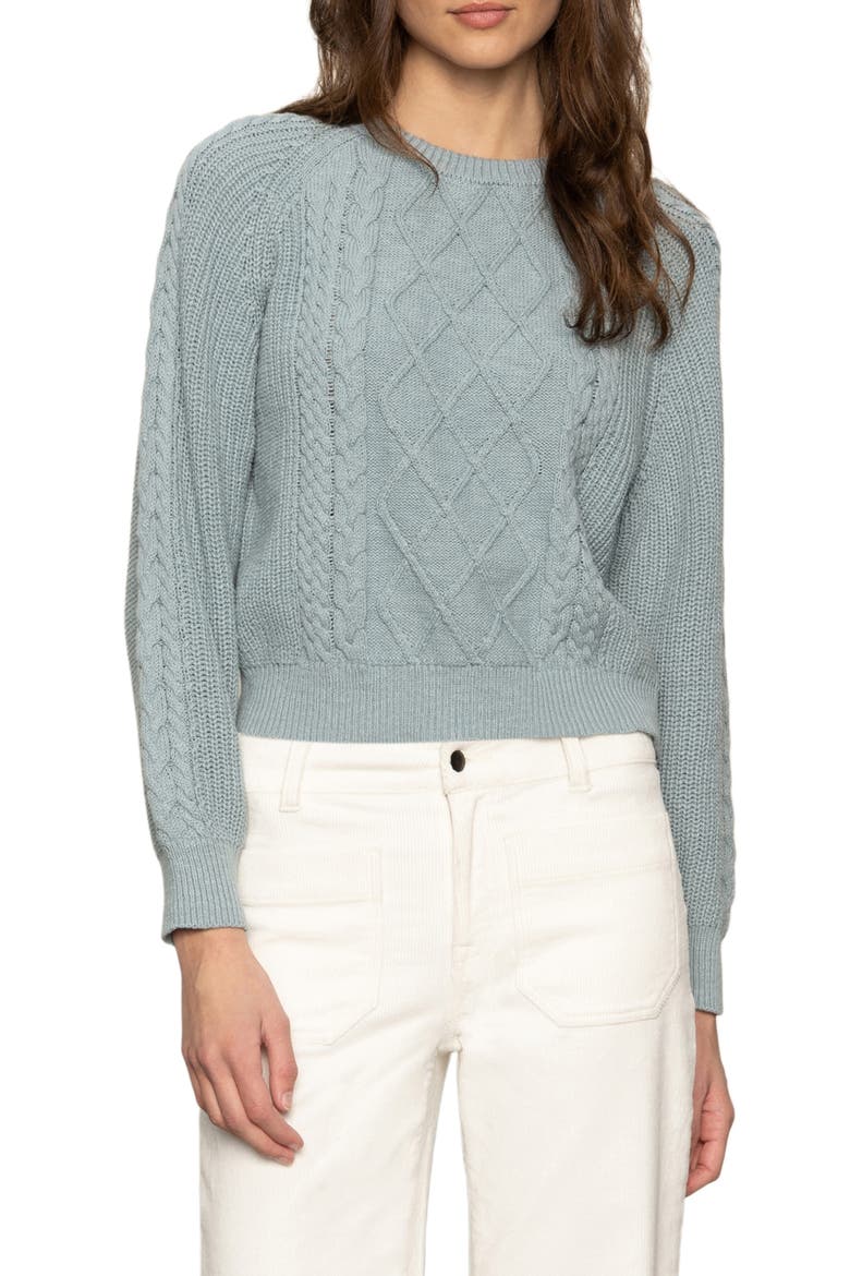 Nomad Cable Cotton Sweater, Main, color, SKY GRAY