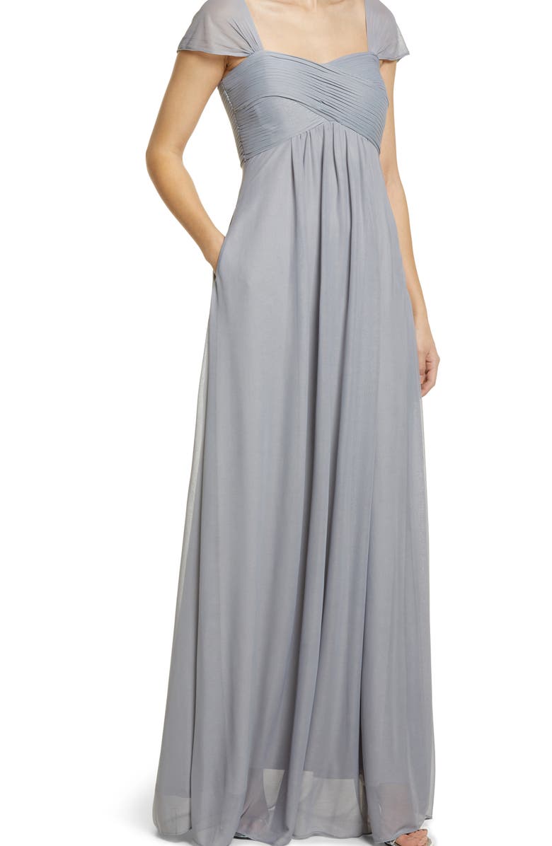 BIRDY GREY Maria Convertible Sleeve Tulle Gown, Alternate, color,