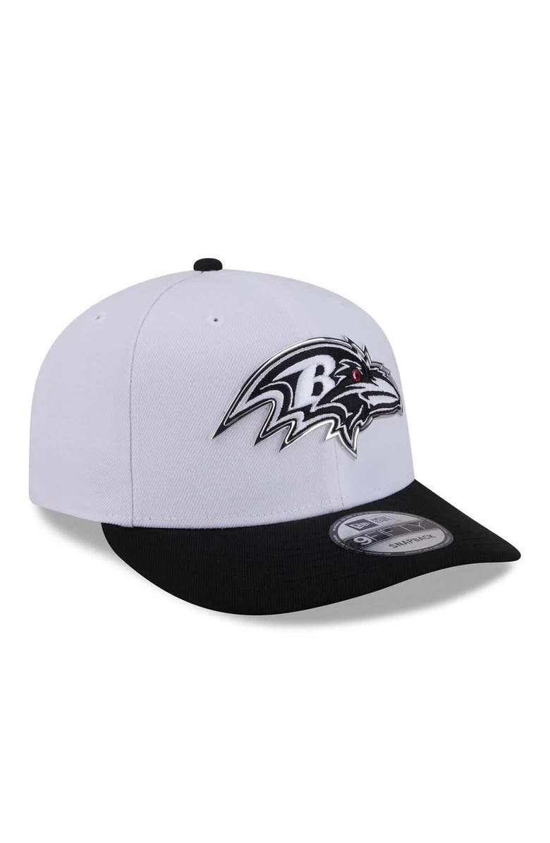 New Era Men's New Era White/Black Baltimore Ravens 2026 NFL Draft Pre-Curved 9FIFTY Snapback Hat, Alternate, color, White