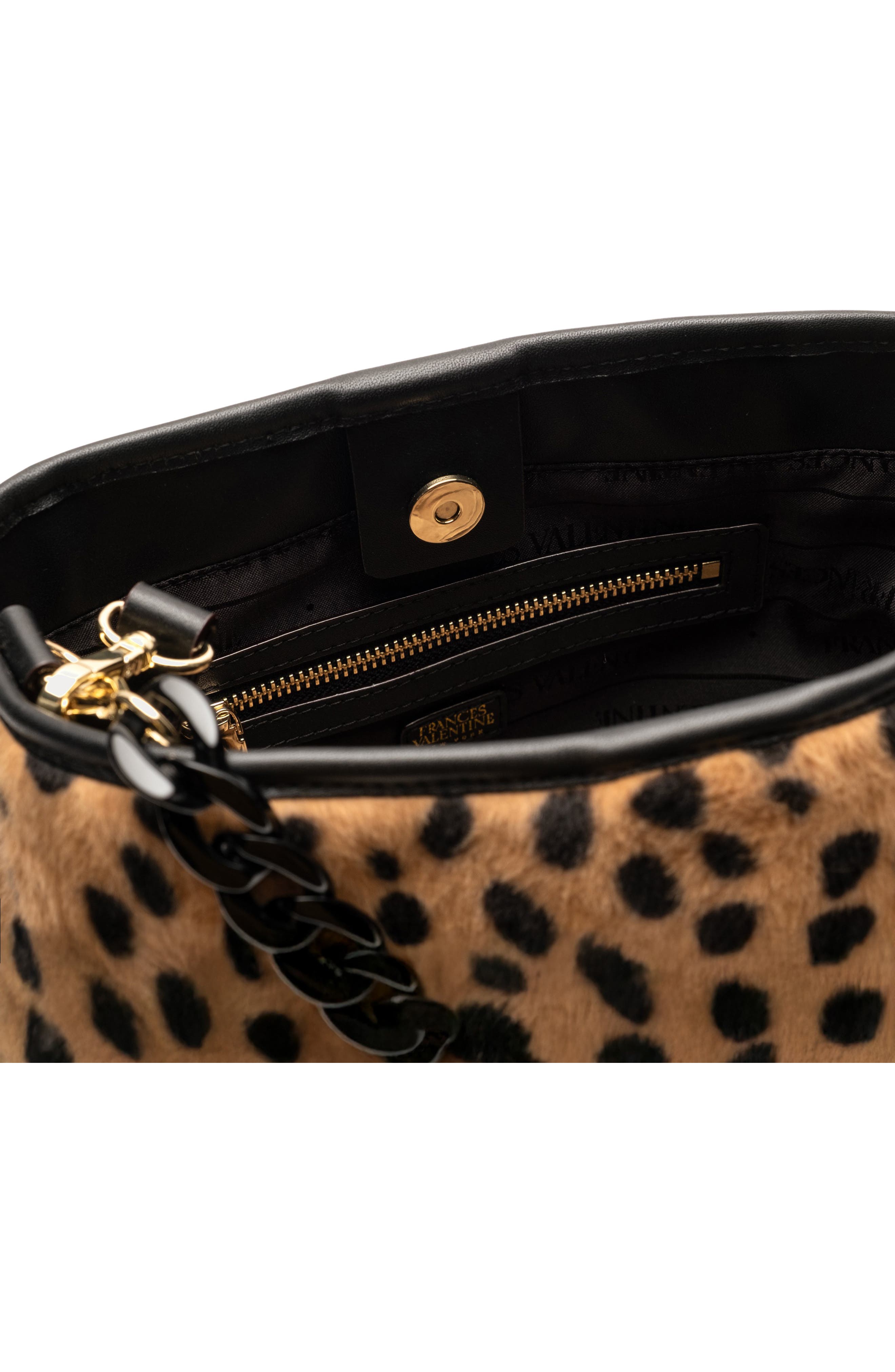 Frances Valentine Small June Cheetah Print Faux Fur Shoulder Bag, Alternate, color, Camel/Black