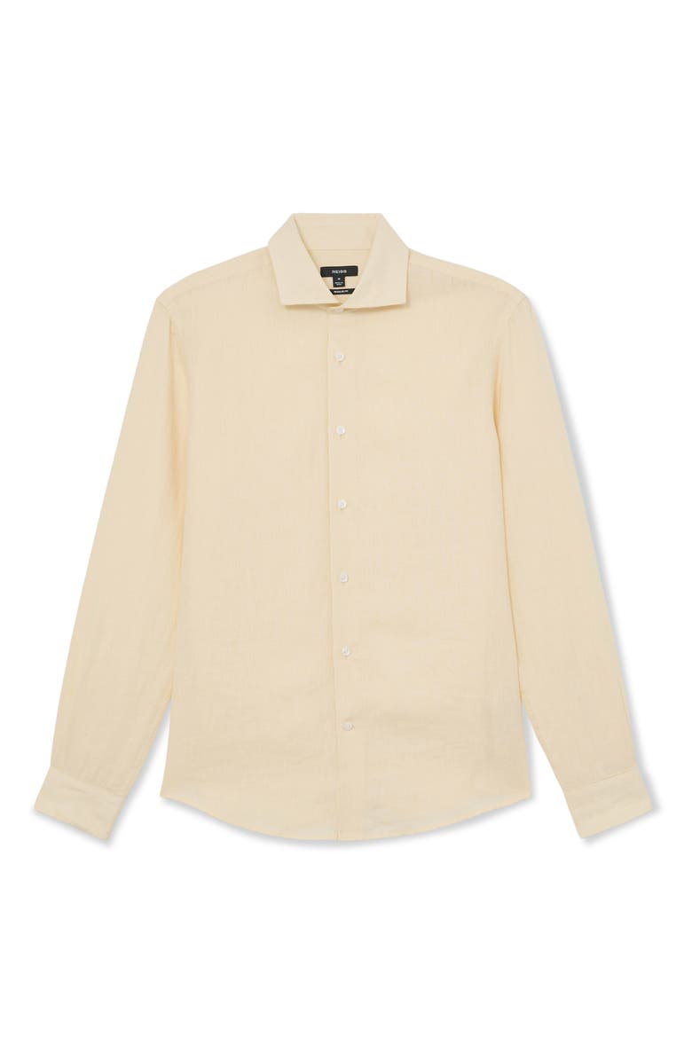 Reiss Ruban Regular Fit Solid Linen Button-Up Shirt, Alternate, color, Buttermilk Yellow
