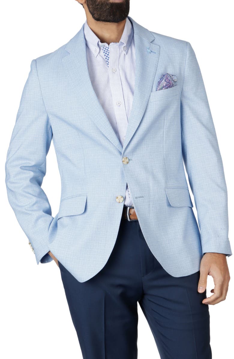 TailorByrd Modern Fit Mini Shadow Plaid Sport Coat, Alternate, color, Light Blue