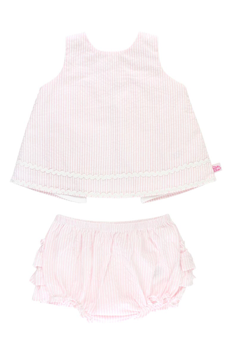 RuffleButts Seersucker Ric Rac Swing Top & Bloomers, Main, color, 