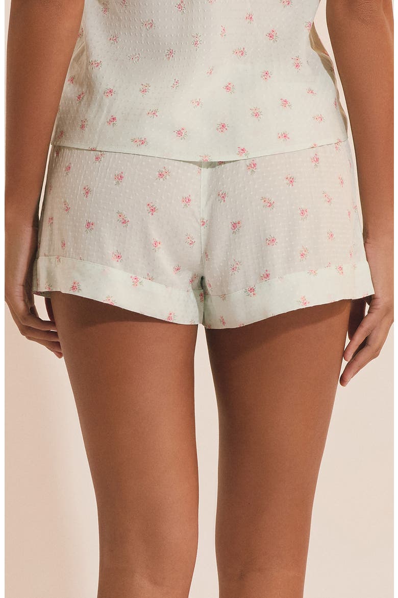 Olivya Floral Swiss Dot Pajama Shorts, Alternate, color, IMP FOND VERT