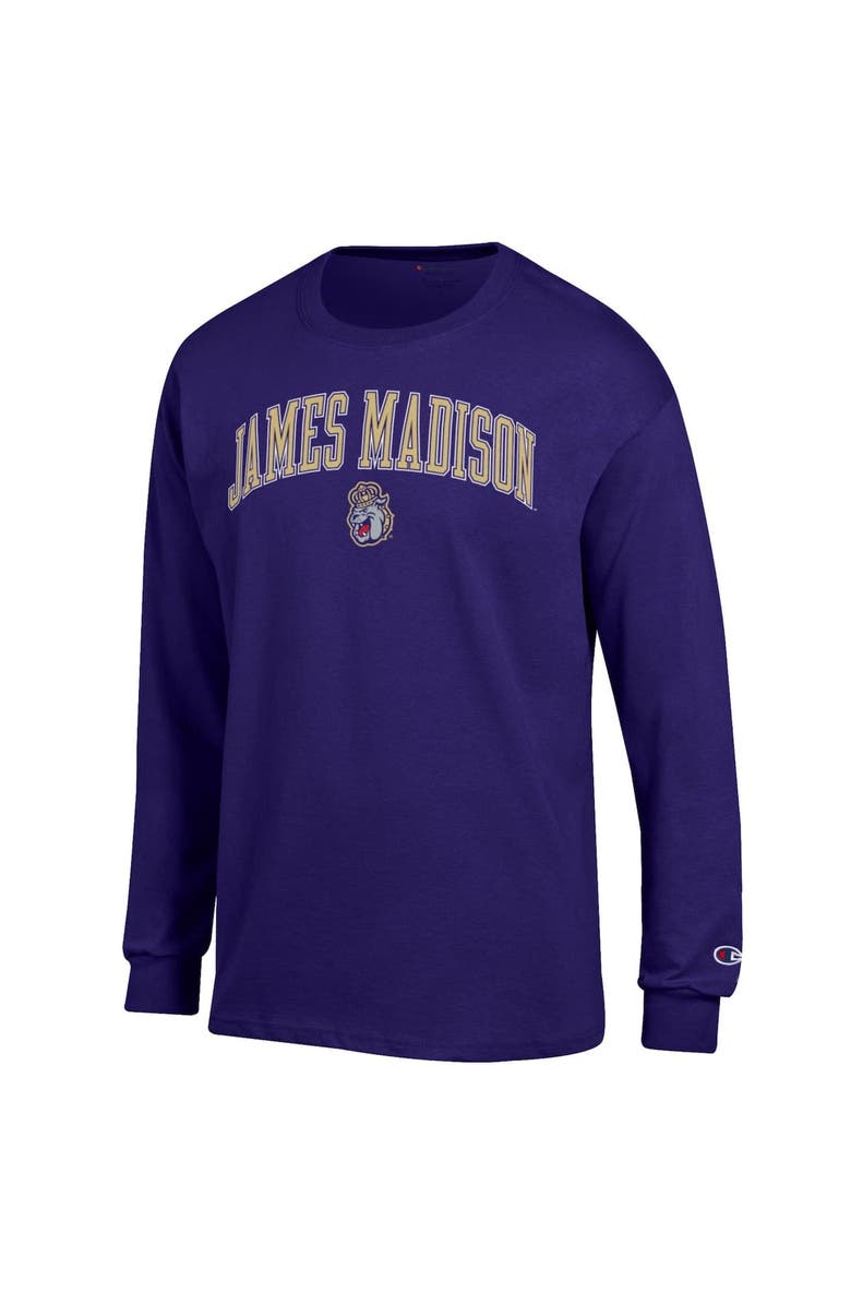 Champion Men's Champion  Purple James Madison Dukes Arch Over Logo Long Sleeve T-Shirt, Alternate, color, 