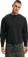 Cotton On Men's Relaxed Fit Textured Henley Long Sleeve