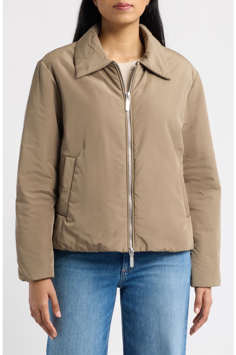 Faux Fur Collar Puffer Jacket, Alternate, color, BEIGE