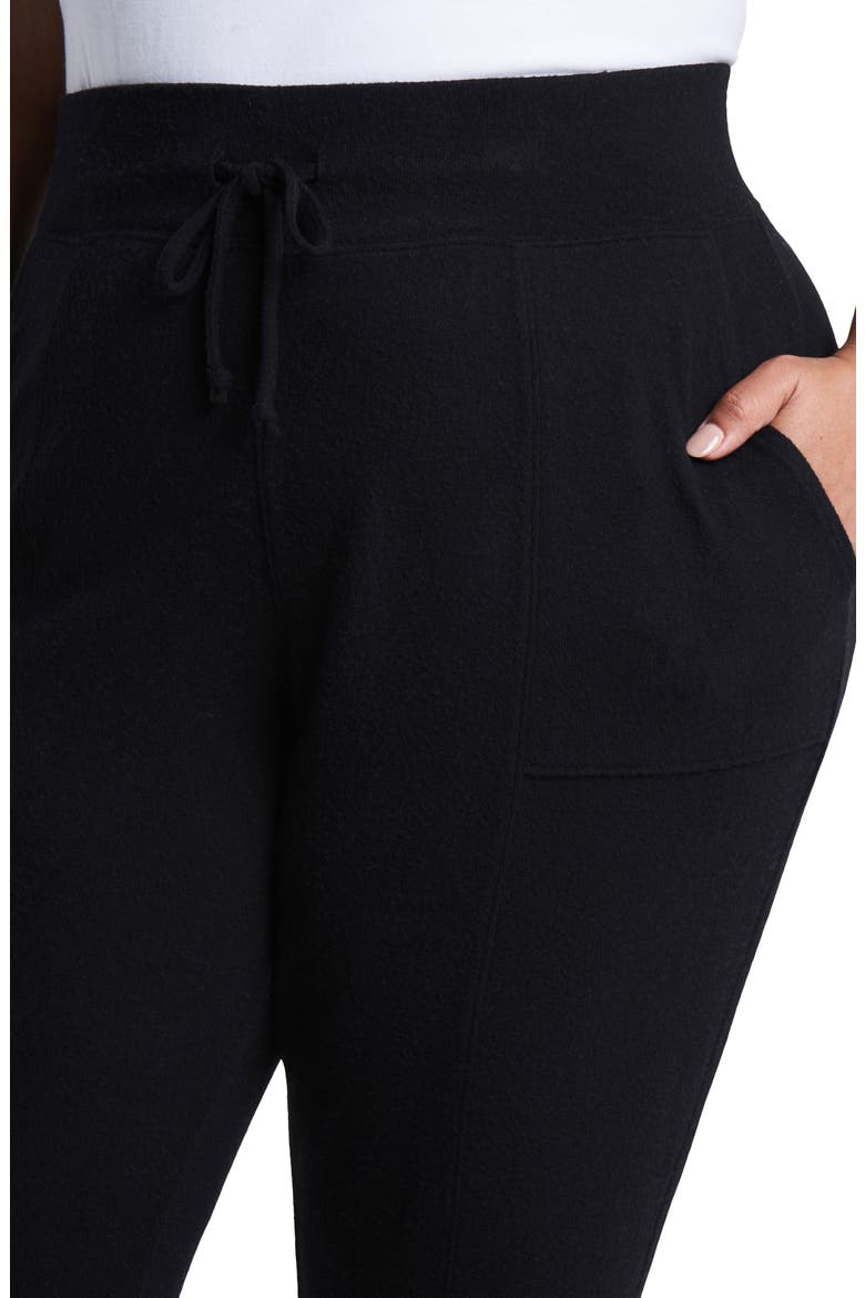 Tie Waist Cozy Knit Joggers, Alternate, color, RICH BLACK