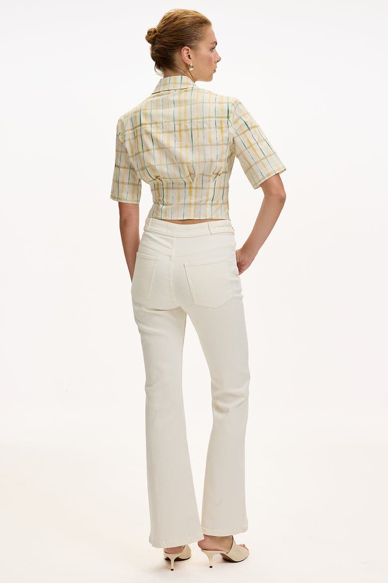 Avelaine High Waist Pocket Flared Leg Jeans, Alternate, color, White