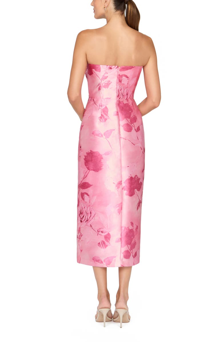Kay Unger Addison Floral Strapless Sheath Midi Dress, Alternate, color, Rose Bud