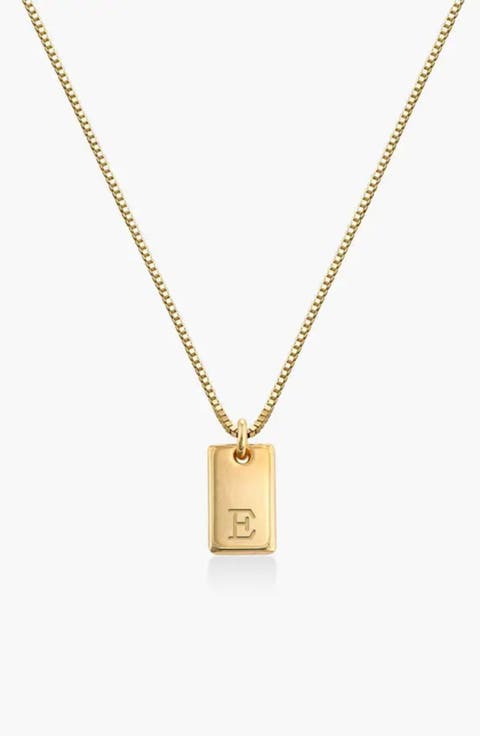 Willow Initial Tag Necklace - 18K Gold Plated Silver