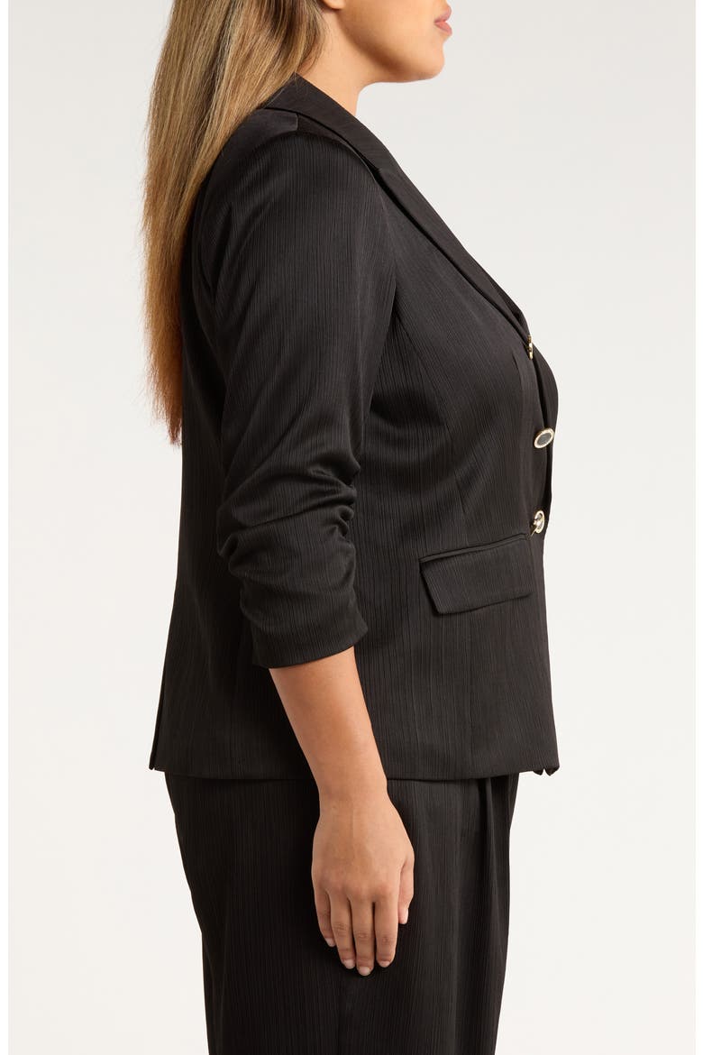 Crinkle Satin Faux Double Breasted Jacket, Alternate, color, BLACK