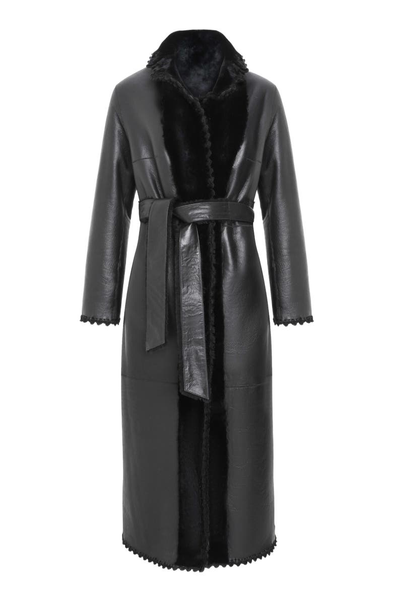 GORSKI Reversible Genuine Shearling Long Coat, Alternate, color, Black/Black