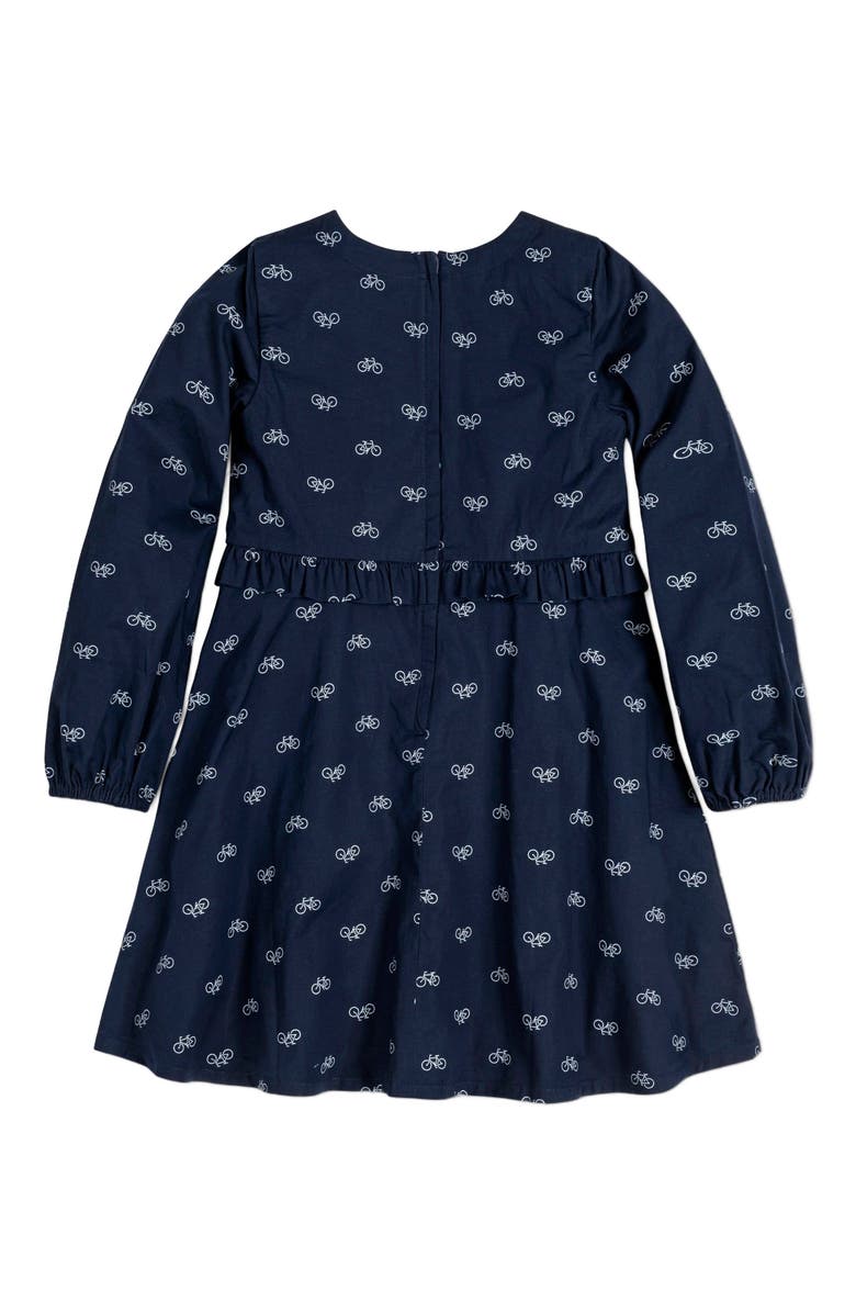 Hope & Henry Girls' Ruffle Waist Dress, Toddler, Alternate, color, Navy Bicycle Print