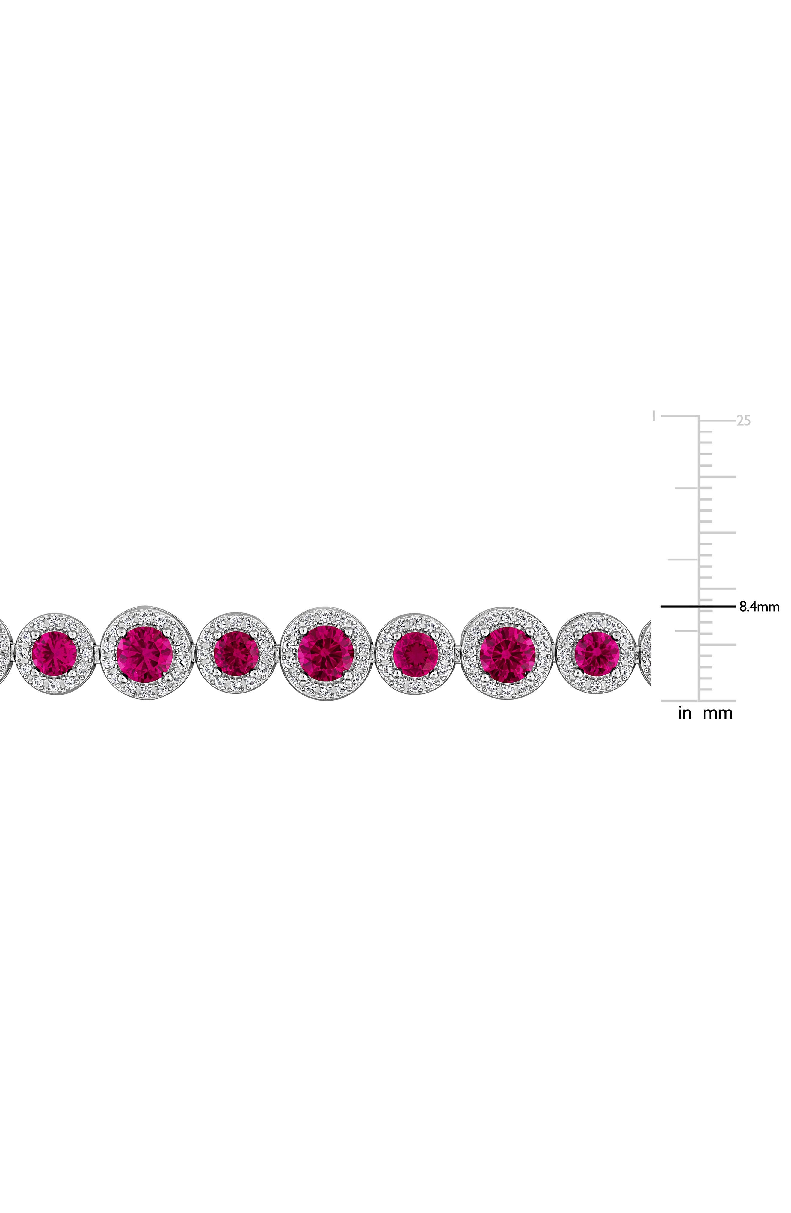 DELMAR Lab Grown Ruby & Lab Grown White Sapphire Tennis Bracelet (Women ...