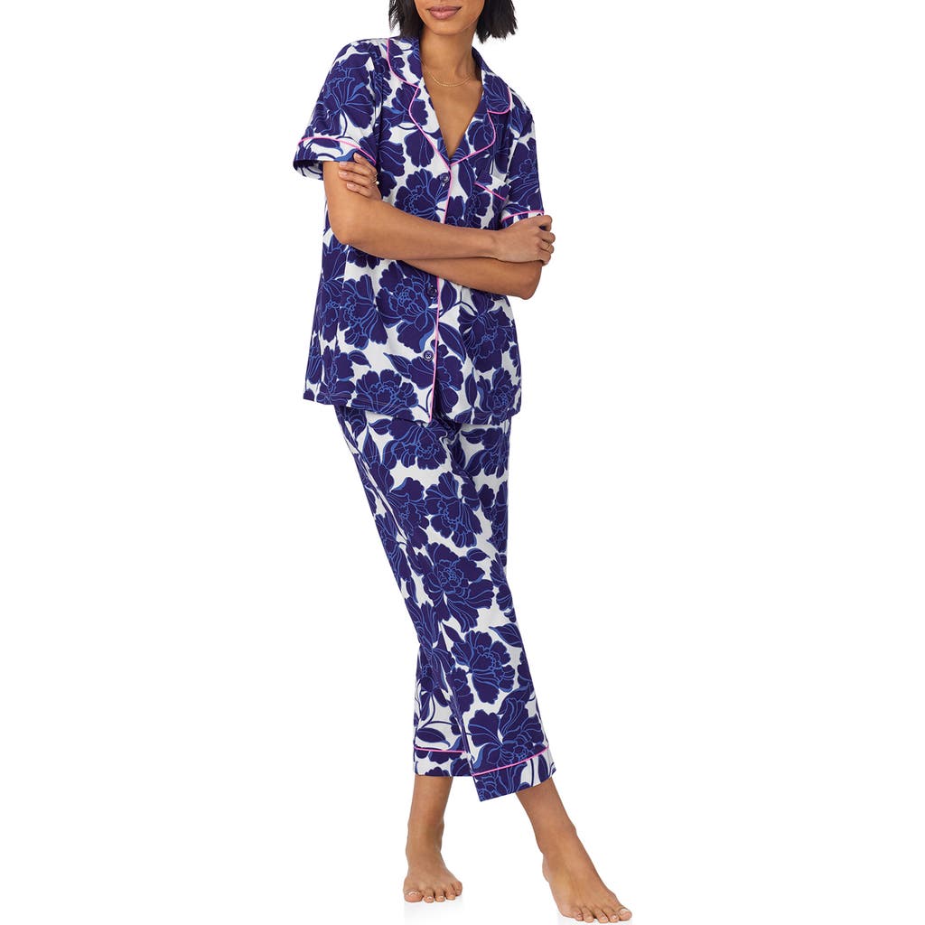 Shop Bedhead Pajamas Print Crop Stretch Jersey Pajamas In Isabella Flora