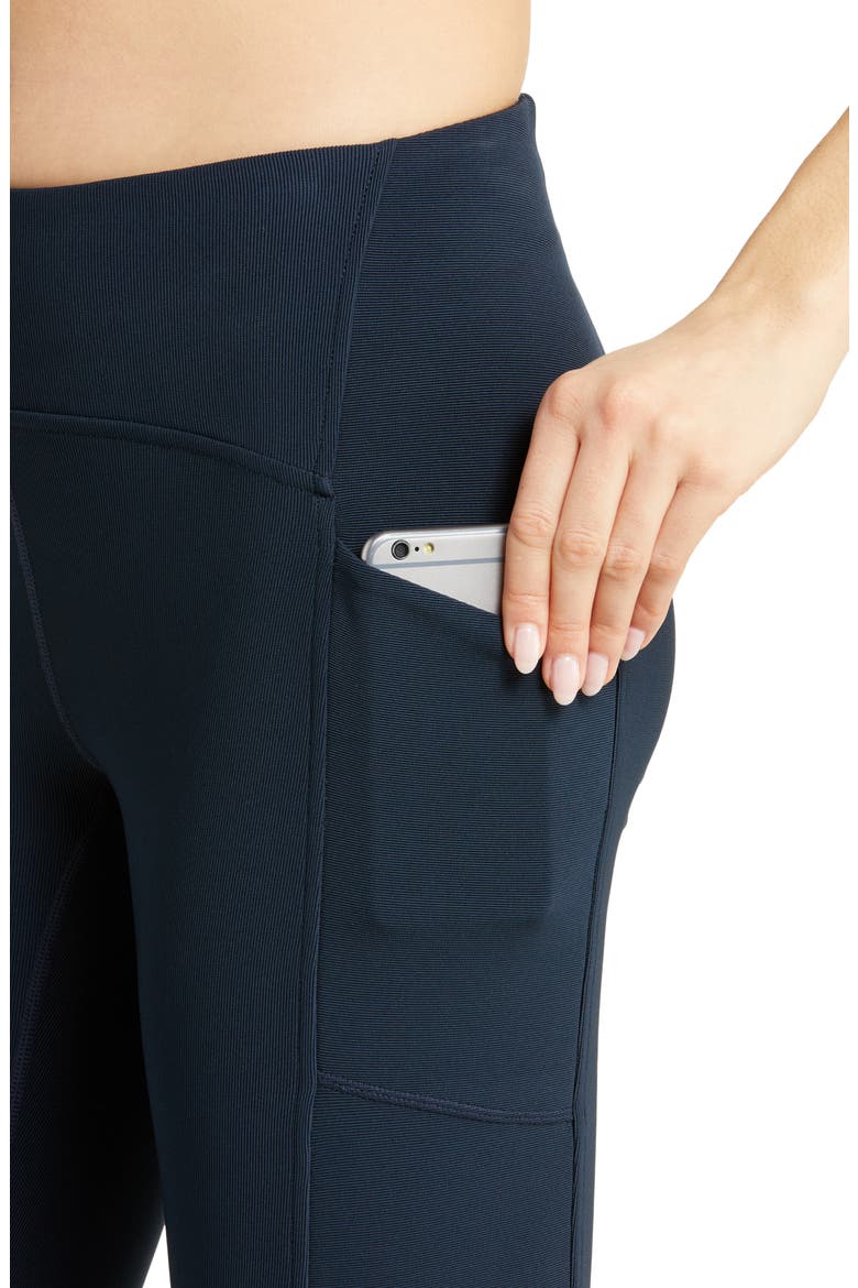 Interlude Rib High Waist Pocket Leggings, Alternate, color, NAVY SAPPHIRE