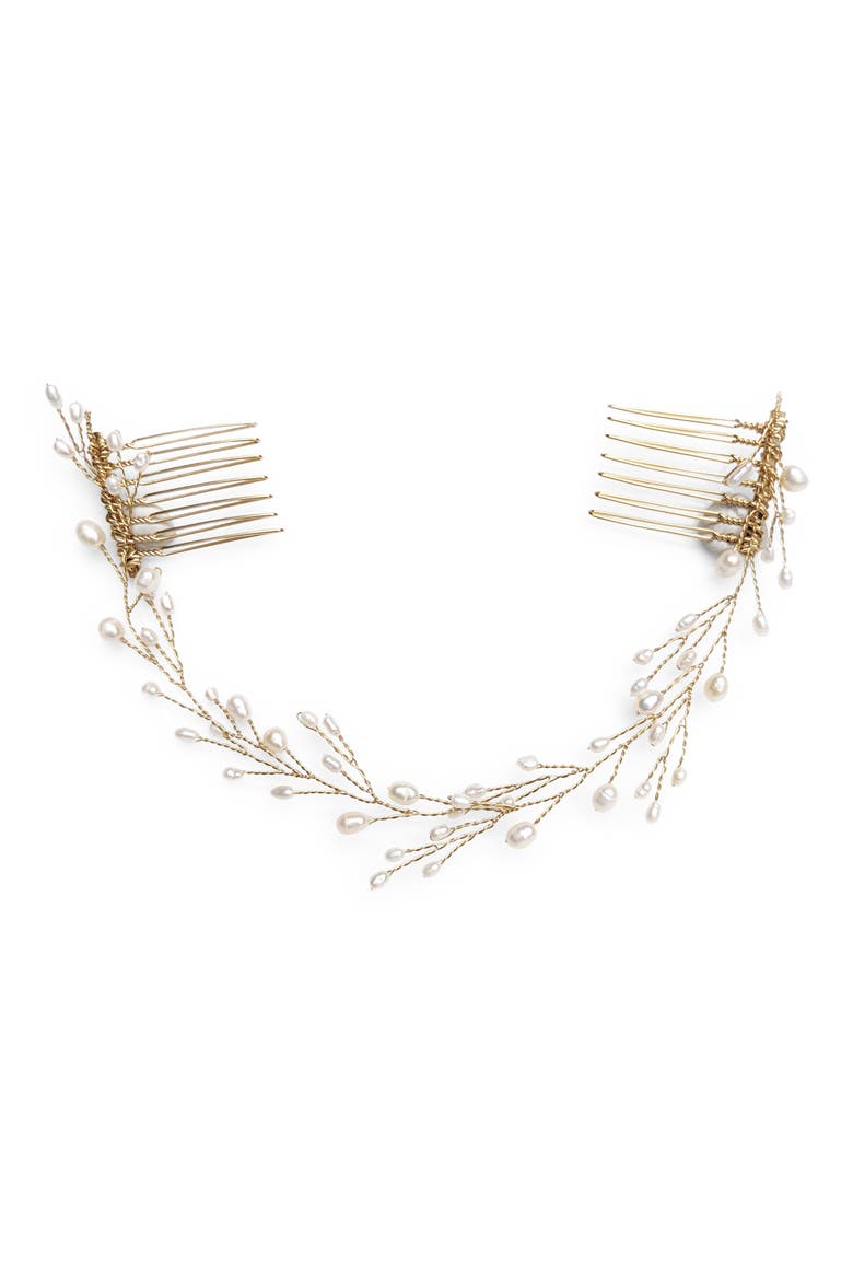 Leona Pearl & Crystal Halo Comb, Main, color, GOLD